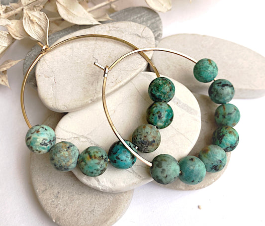 Beaded Hoop-African Turquoise-GF